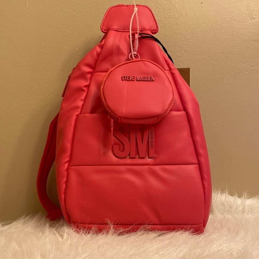 NWT Steve Madden (bjaya) Backpack w/Matching Coin Pouch -Pink - Picture 2 of 13
